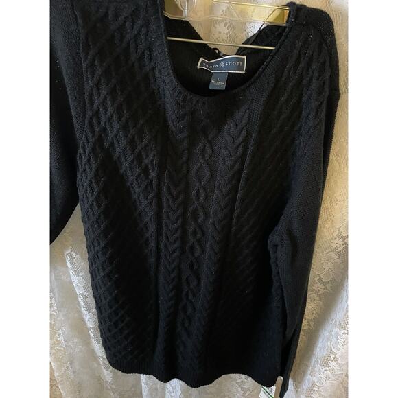 karen scott tops size large womens long sleeve Deep Blue light sparkling sweeter - Picture 4 of 9